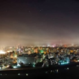 panoramica de Pyongyang durante la noche